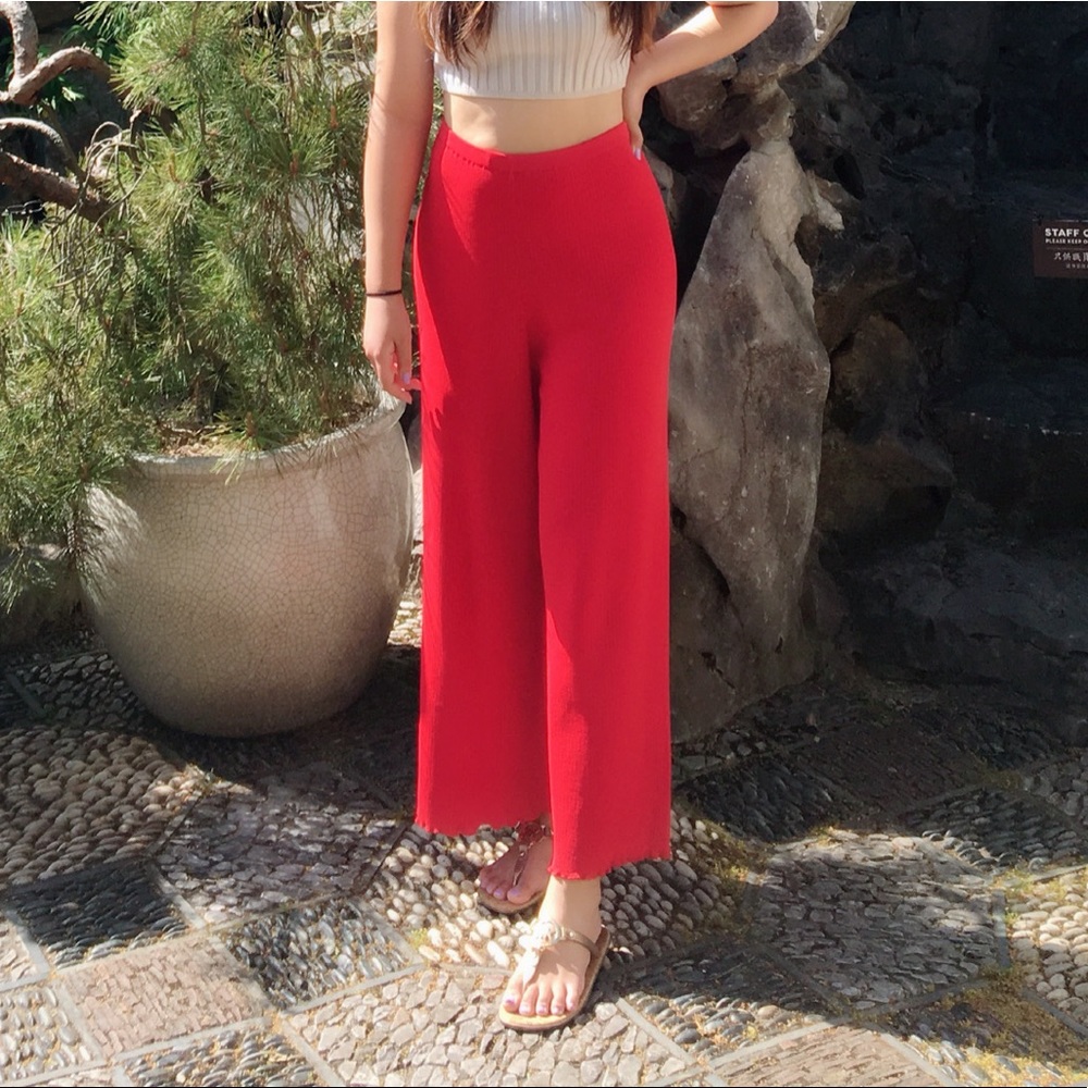(Urban Outfitters) Red Wide Leg Pants